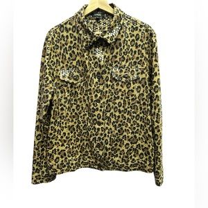 Elementz Y2K Shimmer Cheetah Print Shirt Jacket Mob Wife aesthetic Plus Size